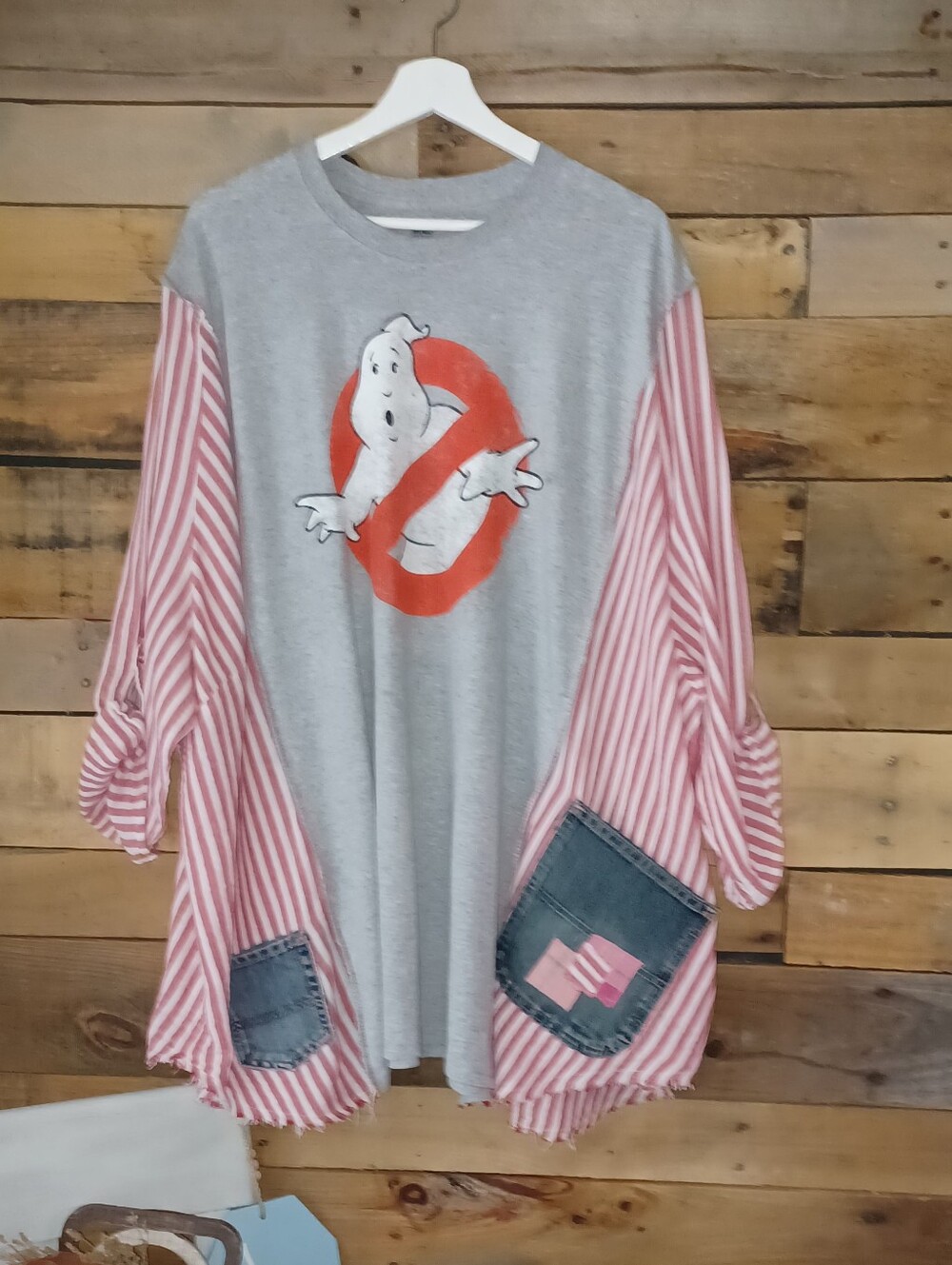 Upcycled MAD Engine Ghostbusters Grey Graphic Tee